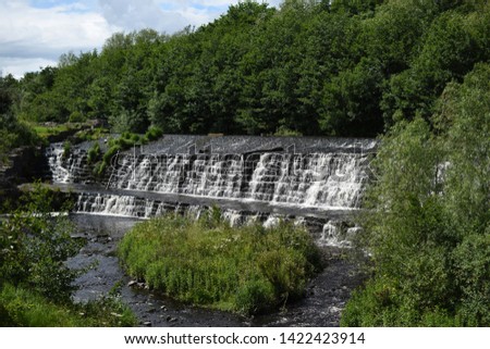 Waterfall in a forest (River Dodder Weir)
