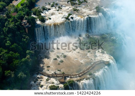 Aerial view of Iguazu Falls in the border of Argentina and Brazil