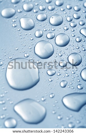 water drops on metallic surface