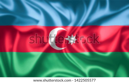 Waving flag of Azerbaijan. 3D rendering . 