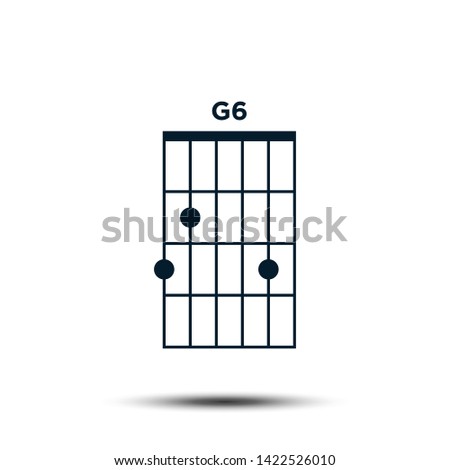 G6, Basic Guitar Chord Chart Icon Vector Template