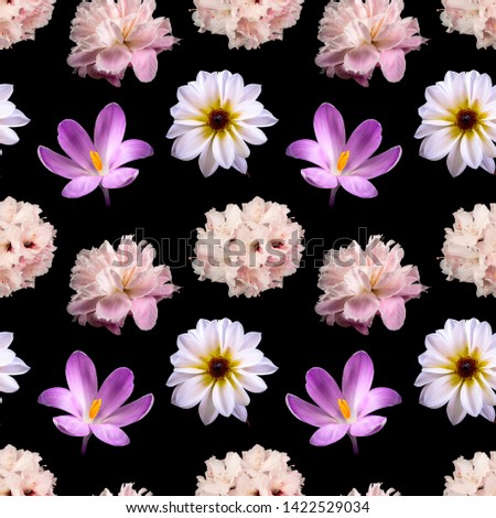 Realistic Floral Seamless Pattern Repeat black background