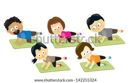 Adults exercising on mats