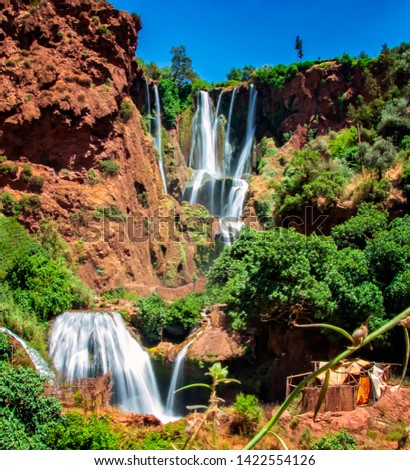 Ouzoud waterfalls, Grand Atlas in Morocco. This beautiful nature background is situated in Africa.