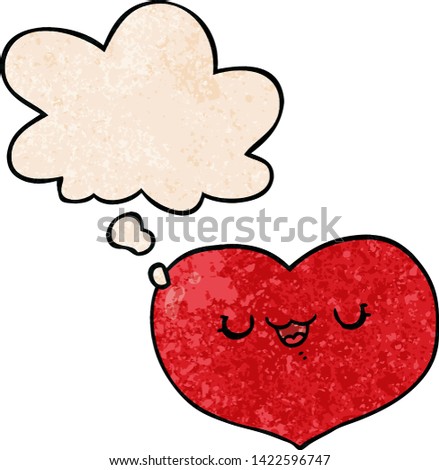 cartoon love heart with thought bubble in grunge texture style