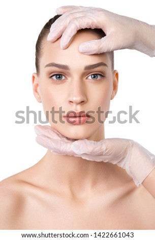 portrait of beautiful Young Woman with clean fresh skin Royalty-Free Stock Photo #1422661043