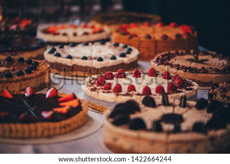 Many kinds of Cheesecakes, vintage color tone