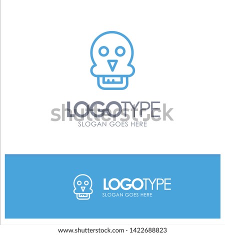 Skull, Skull Death, Medical, Man Blue Outline Logo Place for Tagline