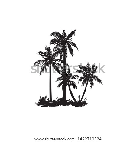 Vector hand drawn illustration of tropical palm tree