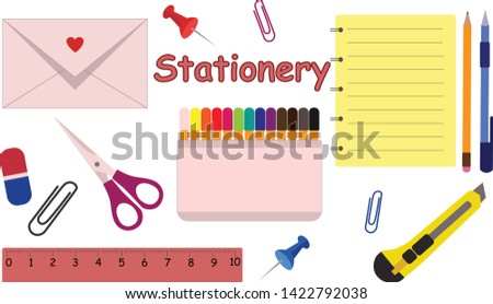 set of office tools stationery for school