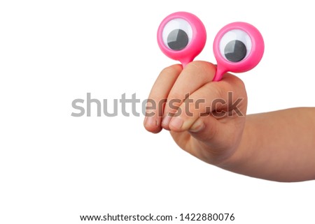 Scared funny face with huge eyes staring intensely isolated on white background with copy space