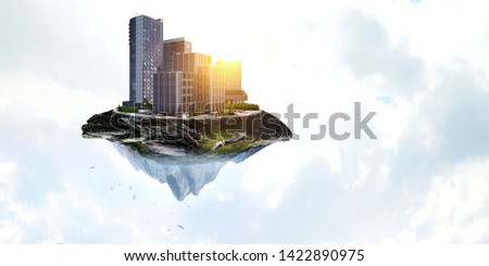 Abstract mountain and city view