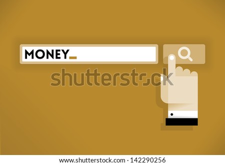 Businessman hand cursor icon searching money. Stylish design vector illustration with vintage colors. Idea  - Company start capital and Business credit. Enjoy!