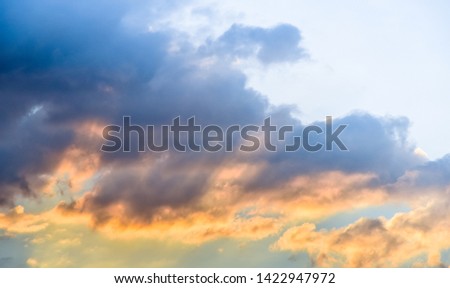 Clouds with sunset light effect at sky