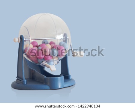 Closeup blue color and numbers Machine Toy on blue color background,copy space