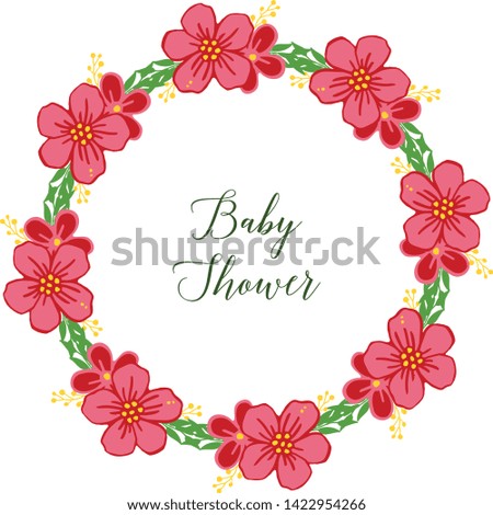 Vector illustration various crowd of wreath frame with lettering baby shower