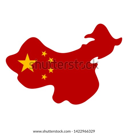 China flag in map shape over white background - Vector