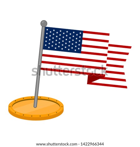 Waving flag of United States on a golden coin - Vector