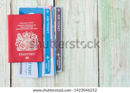 Passport with plane ticket Ready for your vacation. holiday,trips
