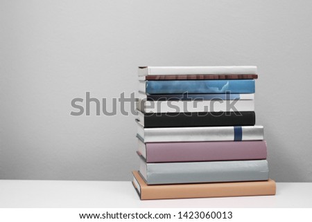 Stack of books on table