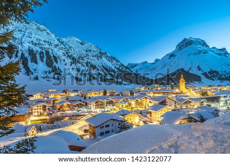 Lech at Arlberg,  one of the most popular holiday regions in the world.  Royalty-Free Stock Photo #1423122077