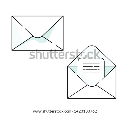 vector linear icons of open and sealed envelope