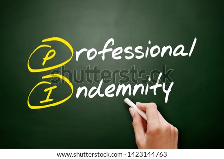 PI - Professional Indemnity (insurance coverage) acronym, business concept on blackboard Royalty-Free Stock Photo #1423144763