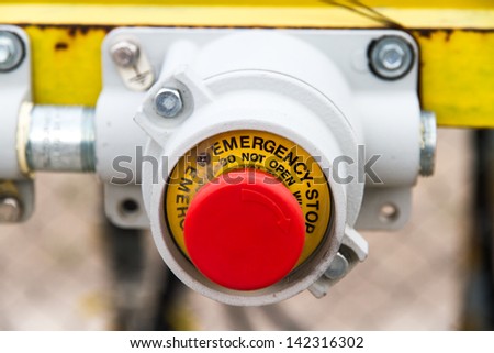 Red emergency, stop button.