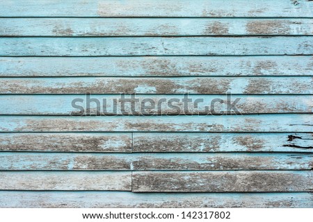 Old blue plank wooden wall
