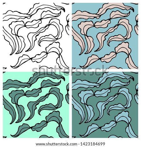 Seamless pattern with sea plant.
Texture for fabric, textile in pastel colors. 
Vector background.