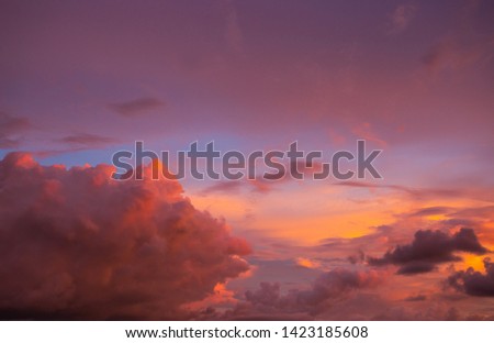 Abstract background of cloud and sky in sunset. Colorful texture of cloudscape at twilight