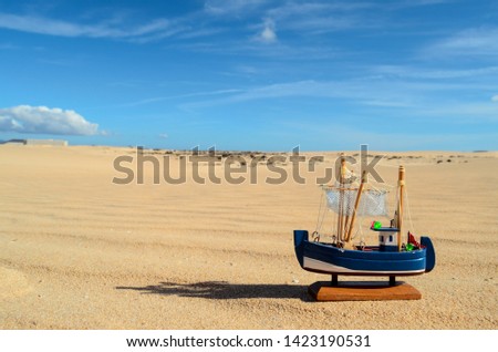 Conceptual Photo Picture of a Boat Object in the Dry Desert