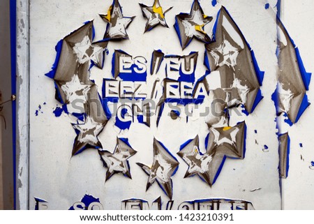 Plate with the sign of the European Union