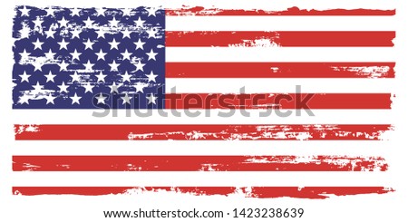 Grunge USA Flag.  American flag brush paint texture.Vector illustration