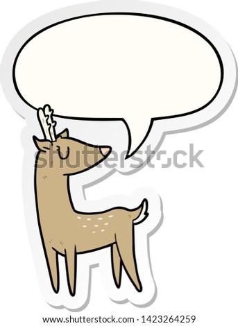 cartoon deer with speech bubble sticker