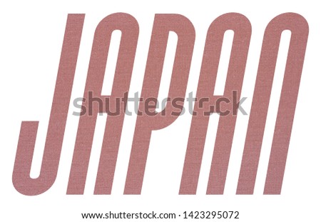 JAPAN word with terracotta colored fabric texture on white background