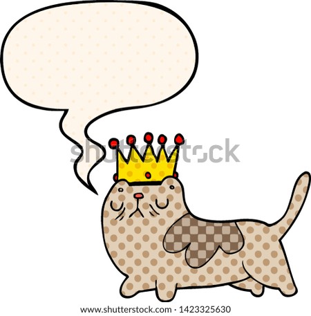 cartoon arrogant cat with speech bubble in comic book style
