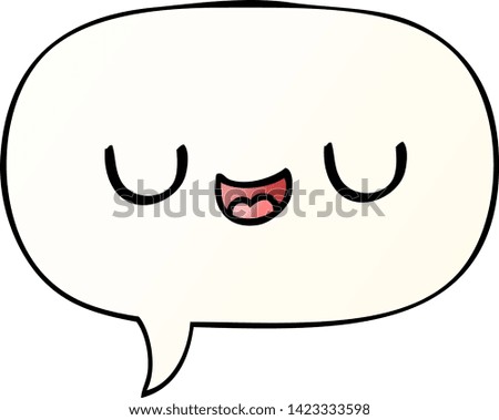 cute cartoon face with speech bubble in smooth gradient style