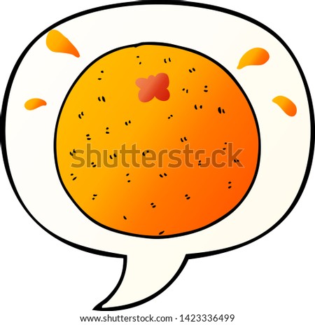 cartoon orange with speech bubble in smooth gradient style
