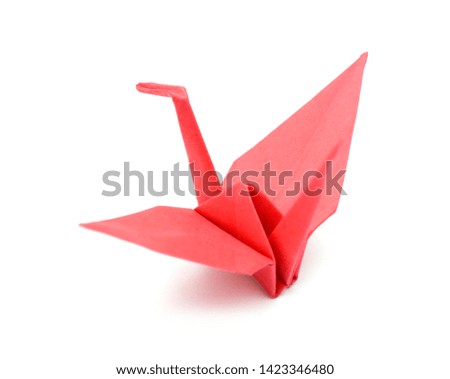 A single origami crane bird isolated white