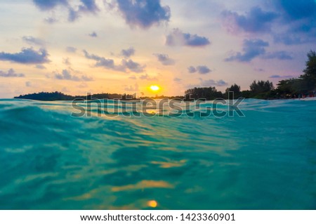 Sea beace sunset colorful sky with cloud summer vacation