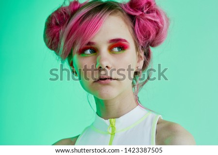 pink hair makeup woman portrait fashion