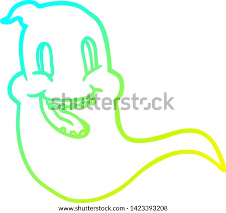 cold gradient line drawing of a spooky ghost