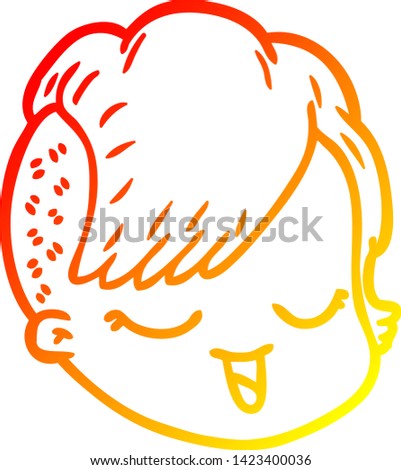 warm gradient line drawing of a cartoon female face