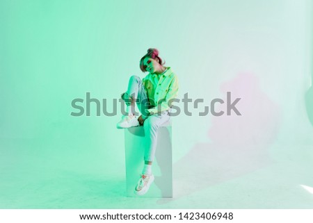 neon retro style woman beautiful fashion style