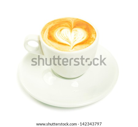 Cup with fresh  cappuccino isolated on white