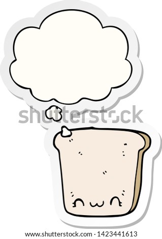cartoon slice of bread with thought bubble as a printed sticker