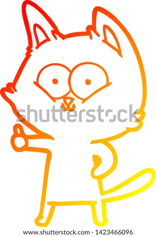 warm gradient line drawing of a cartoon cat giving thumbs up