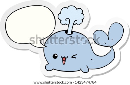 cartoon whale with speech bubble sticker