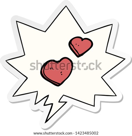 cartoon love hearts with speech bubble sticker